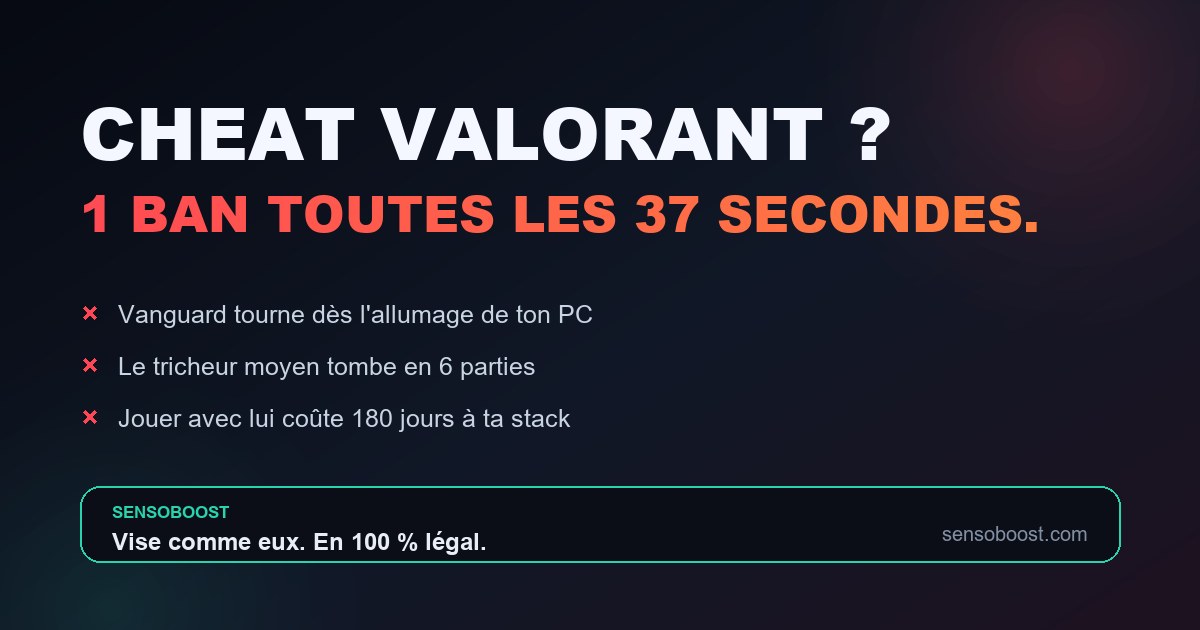 Carte récapitulative du dossier cheat Valorant : suspension définitive sans palier, restrictions au niveau du matériel et 180 jours pour les coéquipiers